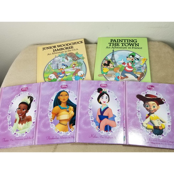 Walt Disney Princess Books Pocahontas Jessie Mulan Alice Tiana Lot of 7 Vintage - Picture 1 of 12